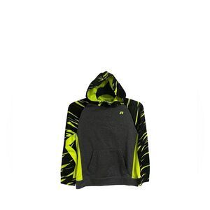 Russell Athletic Boys Tech Pullove Hoodie Gray Neon Sz XL 14-16